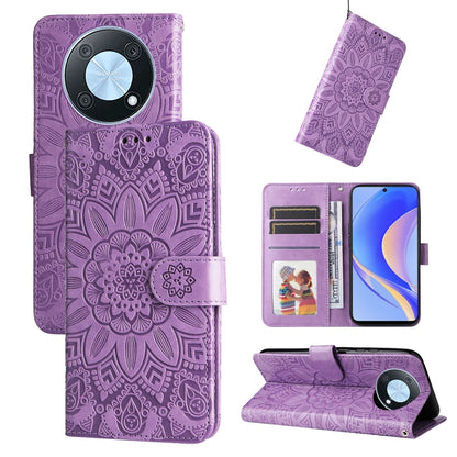 Embossed Sunflower Leather Phone Case, For Huawei nova Y70 / Y70 Plus / Enjoy 50, For Huawei nova Y90 / Enjoy 50 Pro, For Honor X8 5G / X6, For OPPO A17