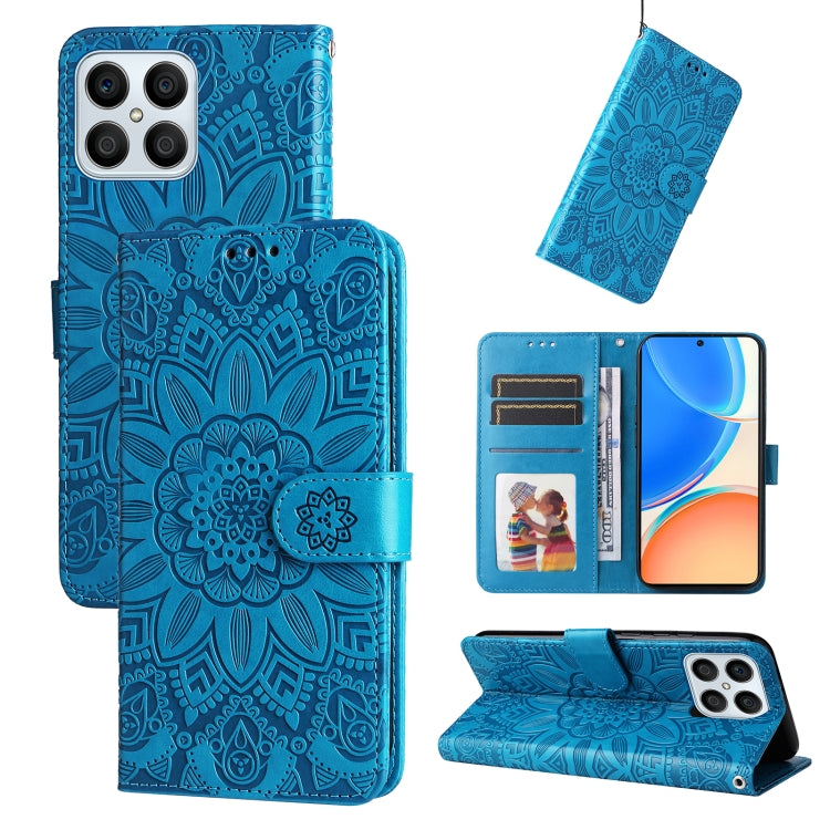 Embossed Sunflower Leather Phone Case, For Huawei nova Y70 / Y70 Plus / Enjoy 50, For Huawei nova Y90 / Enjoy 50 Pro, For Honor X8 5G / X6, For OPPO A17