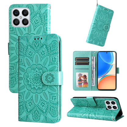 Embossed Sunflower Leather Phone Case, For Huawei nova Y70 / Y70 Plus / Enjoy 50, For Huawei nova Y90 / Enjoy 50 Pro, For Honor X8 5G / X6, For OPPO A17