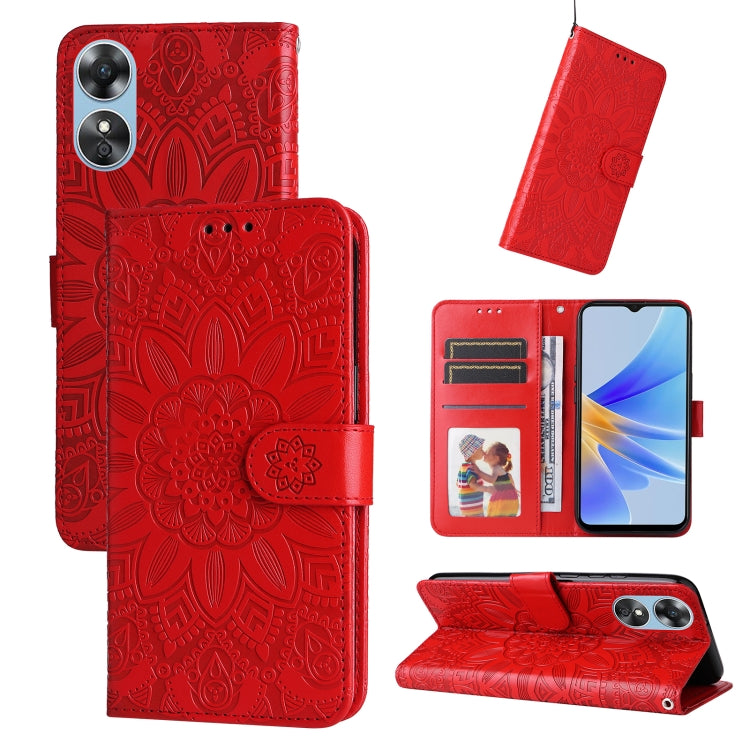 Embossed Sunflower Leather Phone Case, For Huawei nova Y70 / Y70 Plus / Enjoy 50, For Huawei nova Y90 / Enjoy 50 Pro, For Honor X8 5G / X6, For OPPO A17