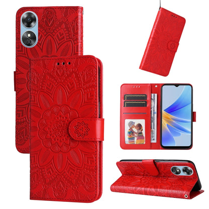 Embossed Sunflower Leather Phone Case, For Huawei nova Y70 / Y70 Plus / Enjoy 50, For Huawei nova Y90 / Enjoy 50 Pro, For Honor X8 5G / X6, For OPPO A17