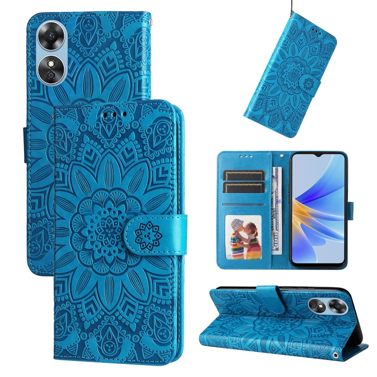 Embossed Sunflower Leather Phone Case, For Huawei nova Y70 / Y70 Plus / Enjoy 50, For Huawei nova Y90 / Enjoy 50 Pro, For Honor X8 5G / X6, For OPPO A17