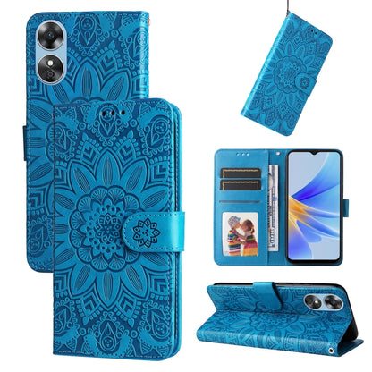 Embossed Sunflower Leather Phone Case, For Huawei nova Y70 / Y70 Plus / Enjoy 50, For Huawei nova Y90 / Enjoy 50 Pro, For Honor X8 5G / X6, For OPPO A17