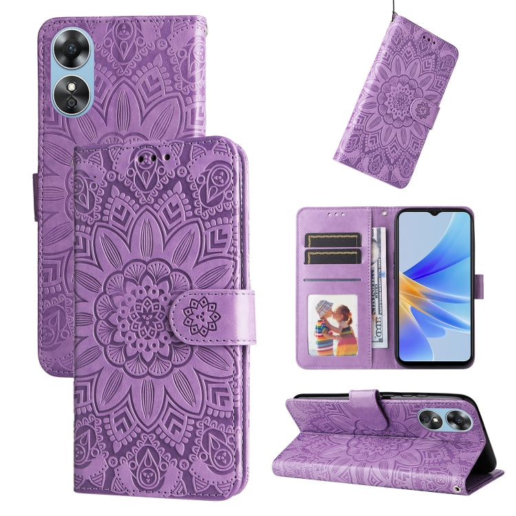 Embossed Sunflower Leather Phone Case, For Huawei nova Y70 / Y70 Plus / Enjoy 50, For Huawei nova Y90 / Enjoy 50 Pro, For Honor X8 5G / X6, For OPPO A17