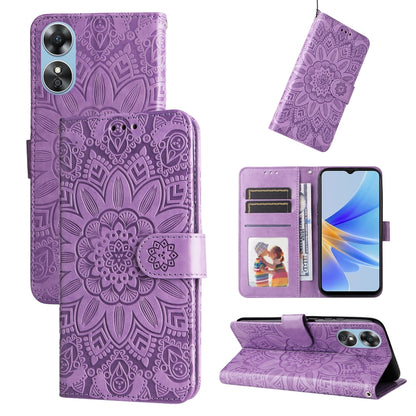 Embossed Sunflower Leather Phone Case, For Huawei nova Y70 / Y70 Plus / Enjoy 50, For Huawei nova Y90 / Enjoy 50 Pro, For Honor X8 5G / X6, For OPPO A17