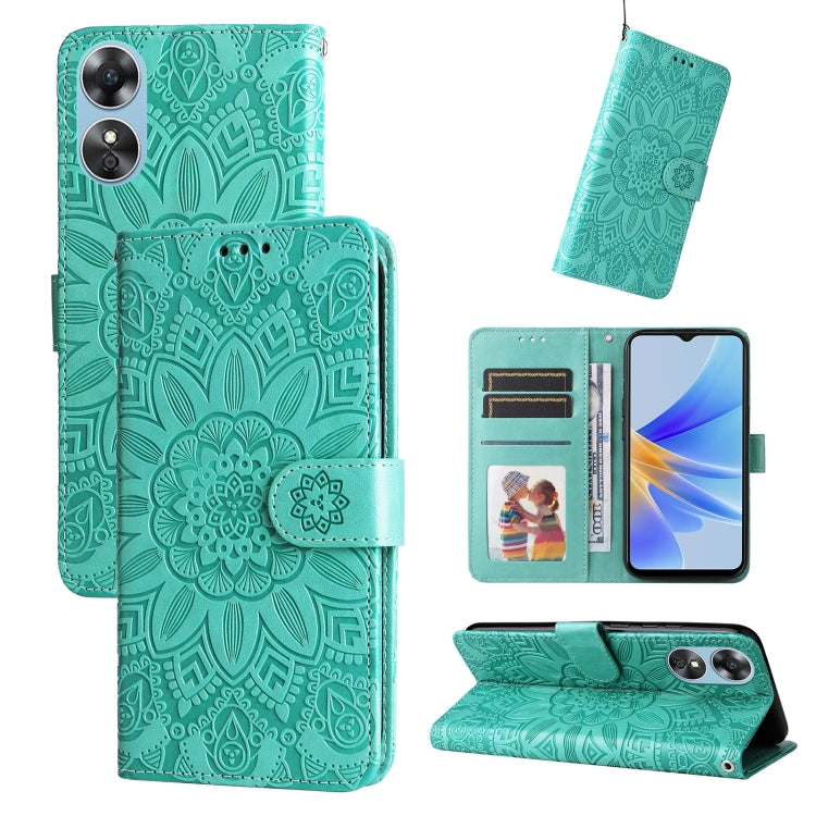 Embossed Sunflower Leather Phone Case, For Huawei nova Y70 / Y70 Plus / Enjoy 50, For Huawei nova Y90 / Enjoy 50 Pro, For Honor X8 5G / X6, For OPPO A17