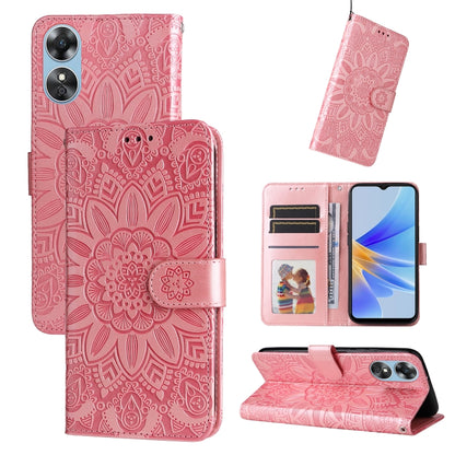 Embossed Sunflower Leather Phone Case, For Huawei nova Y70 / Y70 Plus / Enjoy 50, For Huawei nova Y90 / Enjoy 50 Pro, For Honor X8 5G / X6, For OPPO A17