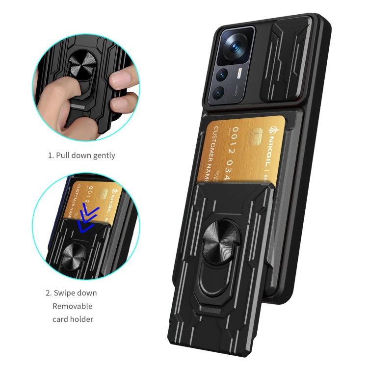 Sliding Camshield TPU+PC Phone Case with Card Slot, For Xiaomi 12T / 12T Pro / Redmi K50 Ultra