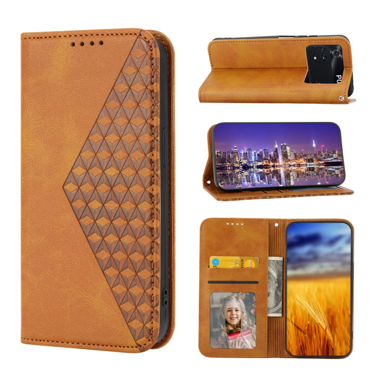 Cubic Grid Calf Texture Magnetic Closure Leather Phone Case, For Xiaomi Redmi Note 10 4G/Note 10S 4G/Poco M5s 4G/Redmi Note 11SE India, For Xiaomi Redmi Note 10 4G/Note 10S 4G, For Xiaomi Redmi Note 10 Pro                                               ...