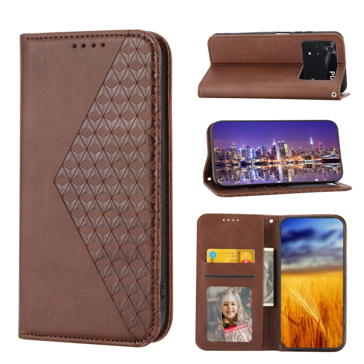 Cubic Grid Calf Texture Magnetic Closure Leather Phone Case, For Xiaomi Redmi Note 10 4G/Note 10S 4G/Poco M5s 4G/Redmi Note 11SE India, For Xiaomi Redmi Note 10 4G/Note 10S 4G, For Xiaomi Redmi Note 10 Pro                                               ...