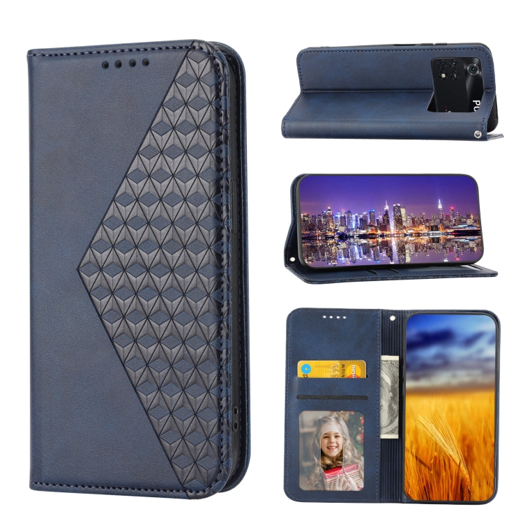 Cubic Grid Calf Texture Magnetic Closure Leather Phone Case, For Xiaomi Redmi Note 10 4G/Note 10S 4G/Poco M5s 4G/Redmi Note 11SE India, For Xiaomi Redmi Note 10 4G/Note 10S 4G, For Xiaomi Redmi Note 10 Pro                                               ...