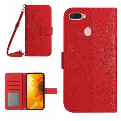 Skin Feel Sun Flower Pattern Flip Leather Phone Case with Lanyard, For OPPO A7/A12, For OPPO A8/A31