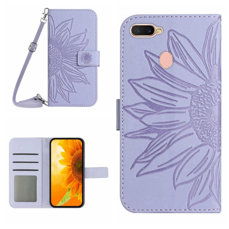Skin Feel Sun Flower Pattern Flip Leather Phone Case with Lanyard, For OPPO A7/A12, For OPPO A8/A31