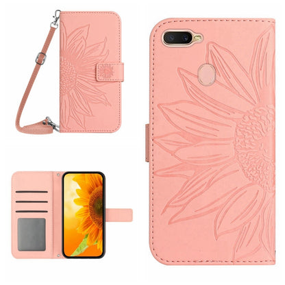 Skin Feel Sun Flower Pattern Flip Leather Phone Case with Lanyard, For OPPO A7/A12, For OPPO A8/A31