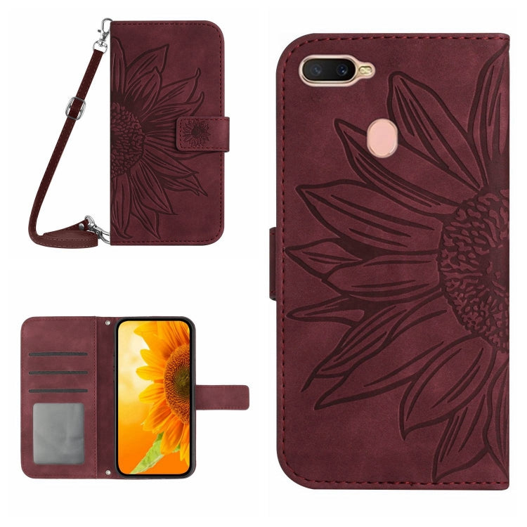 Skin Feel Sun Flower Pattern Flip Leather Phone Case with Lanyard, For OPPO A7/A12, For OPPO A8/A31