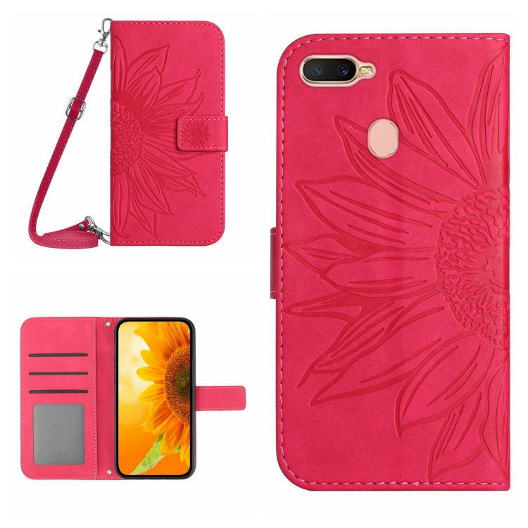 Skin Feel Sun Flower Pattern Flip Leather Phone Case with Lanyard, For OPPO A7/A12, For OPPO A8/A31