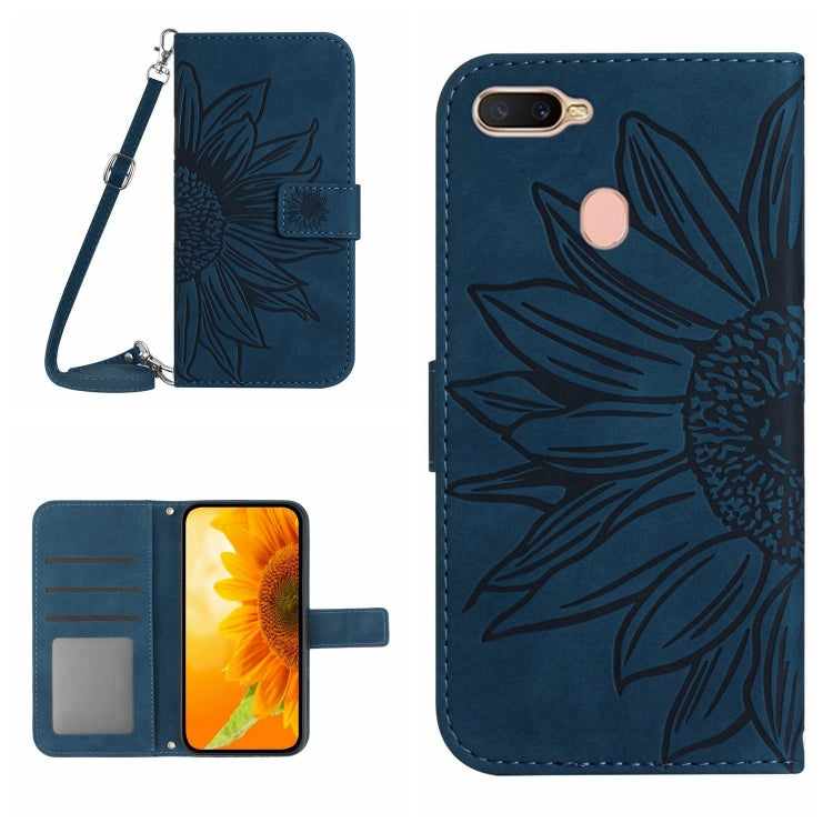 Skin Feel Sun Flower Pattern Flip Leather Phone Case with Lanyard, For OPPO A7/A12, For OPPO A8/A31