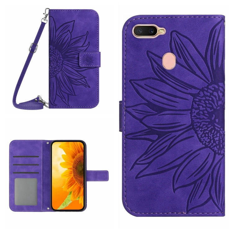 Skin Feel Sun Flower Pattern Flip Leather Phone Case with Lanyard, For OPPO A7/A12, For OPPO A8/A31