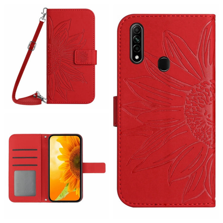 Skin Feel Sun Flower Pattern Flip Leather Phone Case with Lanyard, For OPPO A7/A12, For OPPO A8/A31