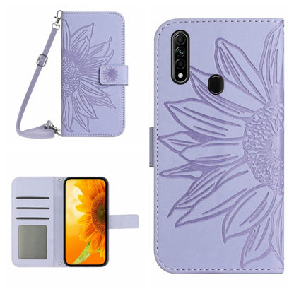 Skin Feel Sun Flower Pattern Flip Leather Phone Case with Lanyard, For OPPO A7/A12, For OPPO A8/A31