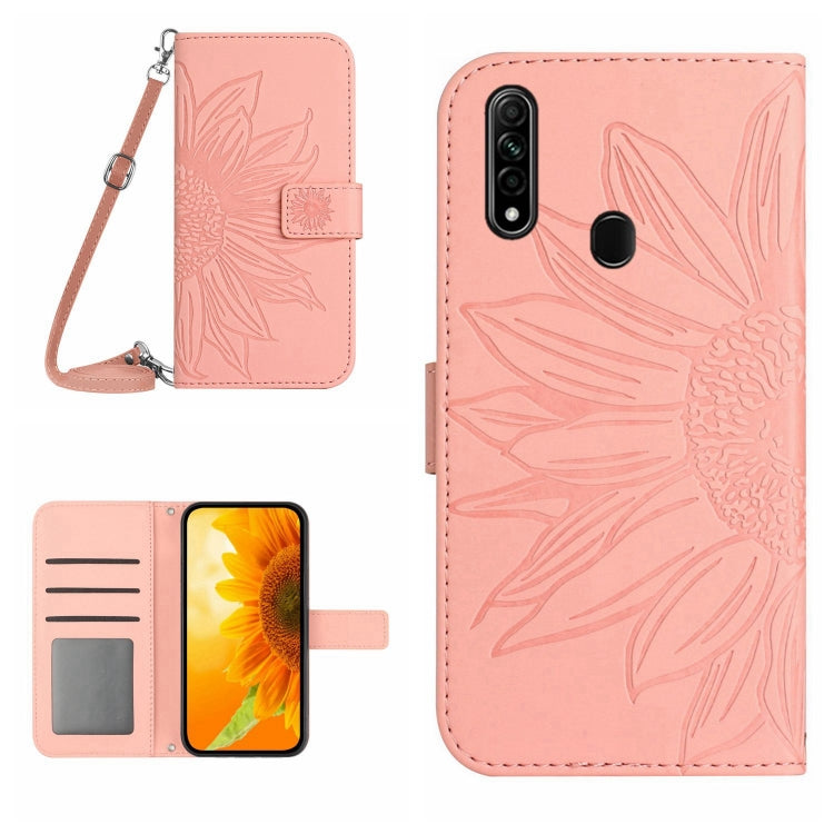 Skin Feel Sun Flower Pattern Flip Leather Phone Case with Lanyard, For OPPO A7/A12, For OPPO A8/A31