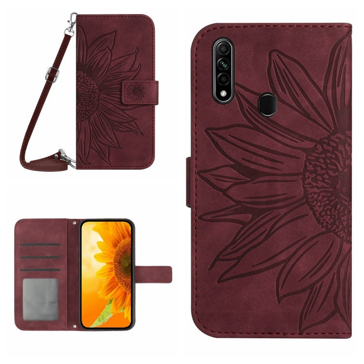 Skin Feel Sun Flower Pattern Flip Leather Phone Case with Lanyard, For OPPO A7/A12, For OPPO A8/A31