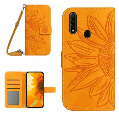 Skin Feel Sun Flower Pattern Flip Leather Phone Case with Lanyard, For OPPO A7/A12, For OPPO A8/A31