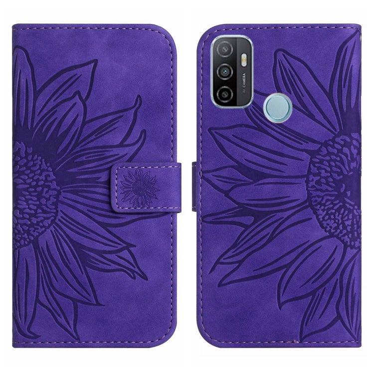 Skin Feel Sun Flower Pattern Flip Leather Phone Case with Lanyard, For OPPO A52/A72/A92, For OPPO A53 4G/A32/A33 2020/A53S