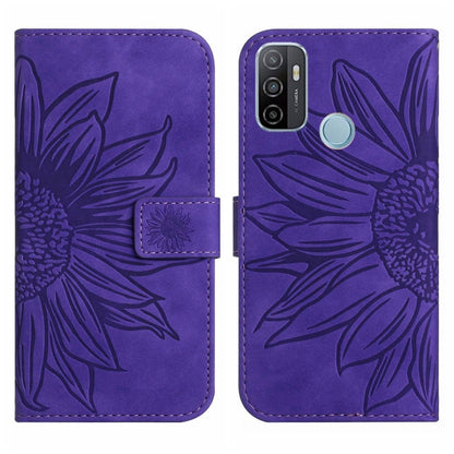 Skin Feel Sun Flower Pattern Flip Leather Phone Case with Lanyard, For OPPO A52/A72/A92, For OPPO A53 4G/A32/A33 2020/A53S