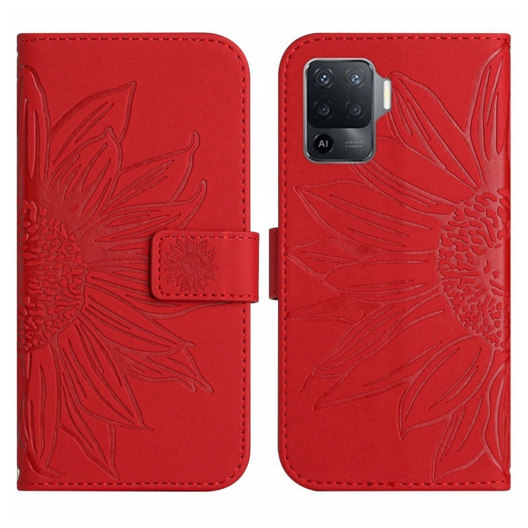 Skin Feel Sun Flower Pattern Flip Leather Phone Case with Lanyard, For OPPO A54 4G/A16 4G, For OPPO A54 5G/A74 5G/A93 5G/A93S 5G