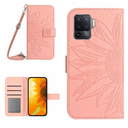 Skin Feel Sun Flower Pattern Flip Leather Phone Case with Lanyard, For OPPO A54 4G/A16 4G, For OPPO A54 5G/A74 5G/A93 5G/A93S 5G