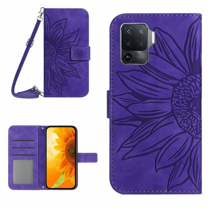 Skin Feel Sun Flower Pattern Flip Leather Phone Case with Lanyard, For OPPO A54 4G/A16 4G, For OPPO A54 5G/A74 5G/A93 5G/A93S 5G