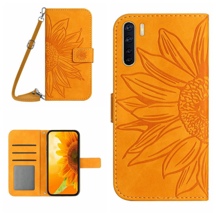 Skin Feel Sun Flower Pattern Flip Leather Phone Case with Lanyard, For OPPO A91/Reno3 4G Global, For OPPO A17