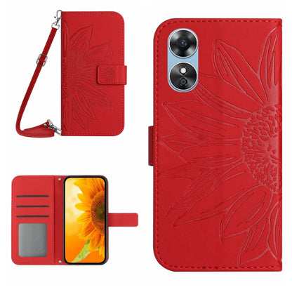 Skin Feel Sun Flower Pattern Flip Leather Phone Case with Lanyard, For OPPO A91/Reno3 4G Global, For OPPO A17