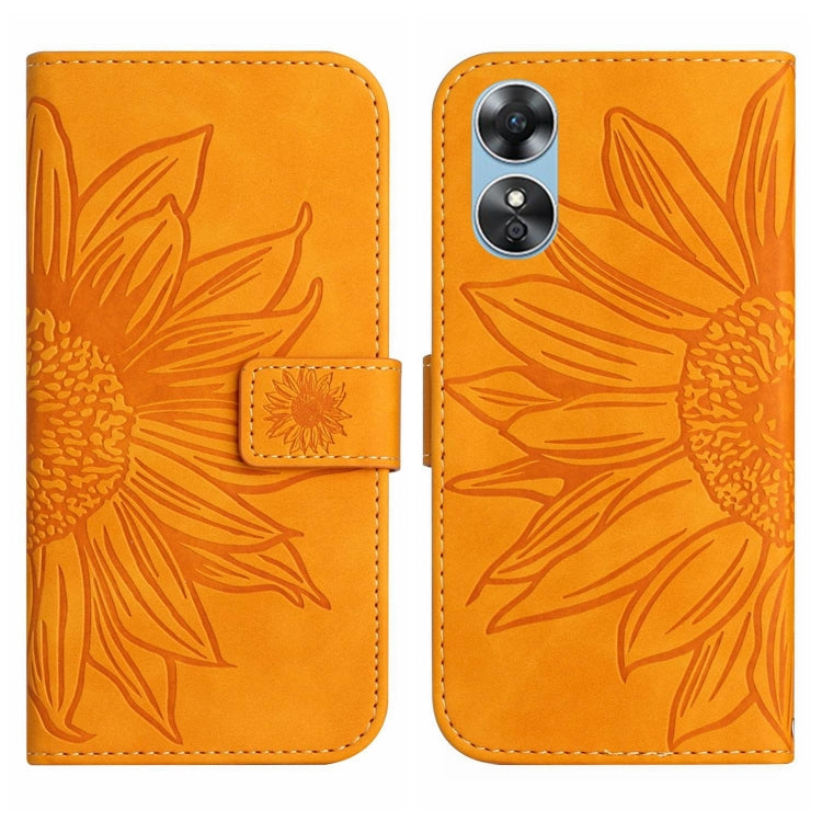Skin Feel Sun Flower Pattern Flip Leather Phone Case with Lanyard, For OPPO A91/Reno3 4G Global, For OPPO A17