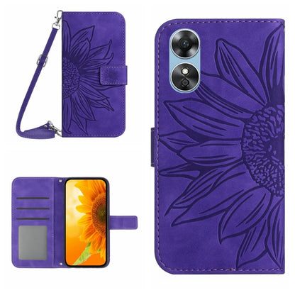 Skin Feel Sun Flower Pattern Flip Leather Phone Case with Lanyard, For OPPO A91/Reno3 4G Global, For OPPO A17