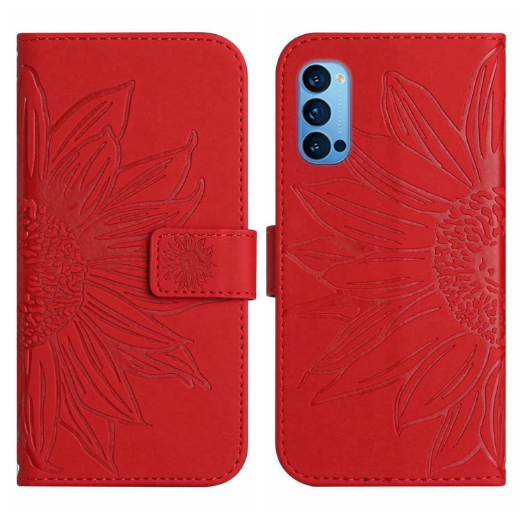 Skin Feel Sun Flower Pattern Flip Leather Phone Case with Lanyard, For OPPO Reno4 Pro 5G, For OPPO Reno4 Z 5G/A92S