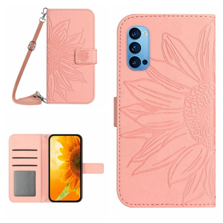Skin Feel Sun Flower Pattern Flip Leather Phone Case with Lanyard, For OPPO Reno4 Pro 5G, For OPPO Reno4 Z 5G/A92S
