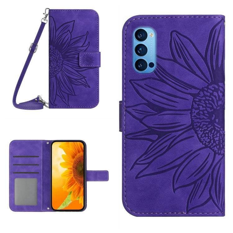Skin Feel Sun Flower Pattern Flip Leather Phone Case with Lanyard, For OPPO Reno4 Pro 5G, For OPPO Reno4 Z 5G/A92S