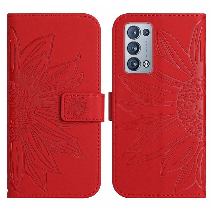 Skin Feel Sun Flower Pattern Flip Leather Phone Case with Lanyard, For OPPO Reno6 Pro Global, For OPPO Reno7 4G/Reno8 4G