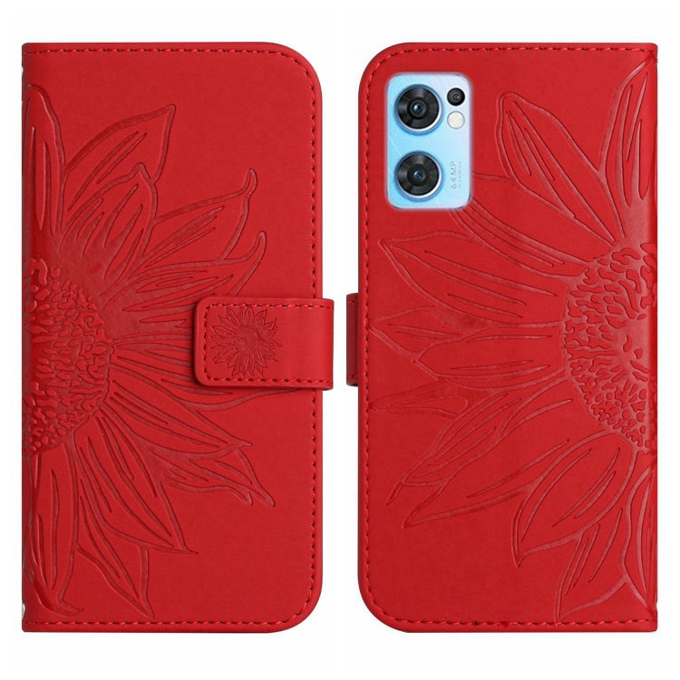 Skin Feel Sun Flower Pattern Flip Leather Phone Case with Lanyard, For OPPO Reno7 5G/Find X5 Lite, For OPPO Reno7 A Japan Edition