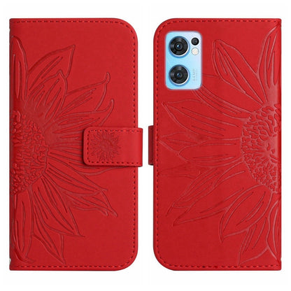 Skin Feel Sun Flower Pattern Flip Leather Phone Case with Lanyard, For OPPO Reno7 5G/Find X5 Lite, For OPPO Reno7 A Japan Edition