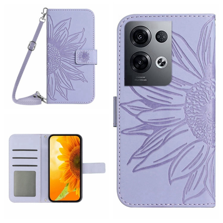 Skin Feel Sun Flower Pattern Flip Leather Phone Case with Lanyard, For OPPO Reno8 Pro Global