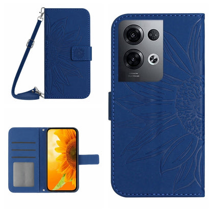 Skin Feel Sun Flower Pattern Flip Leather Phone Case with Lanyard, For OPPO Reno8 Pro Global