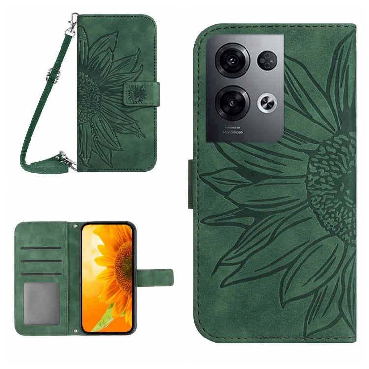 Skin Feel Sun Flower Pattern Flip Leather Phone Case with Lanyard, For OPPO Reno8 Pro Global