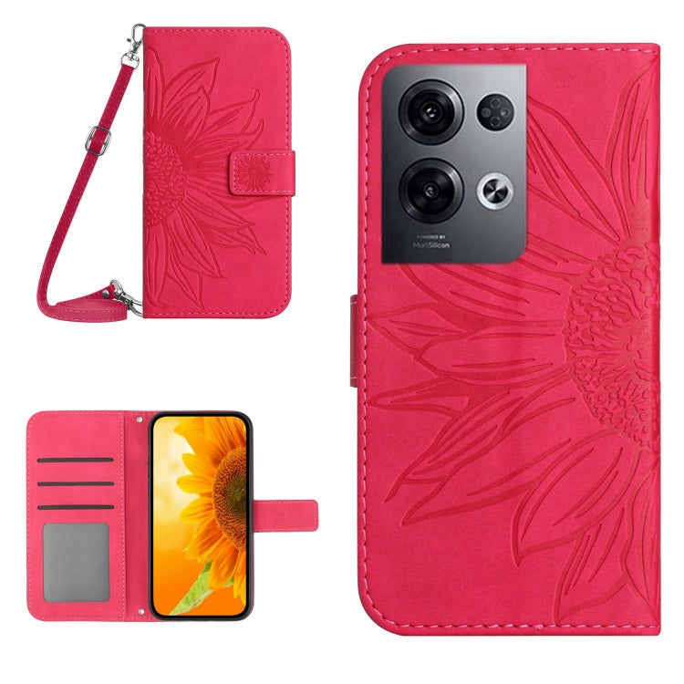Skin Feel Sun Flower Pattern Flip Leather Phone Case with Lanyard, For OPPO Reno8 Pro Global