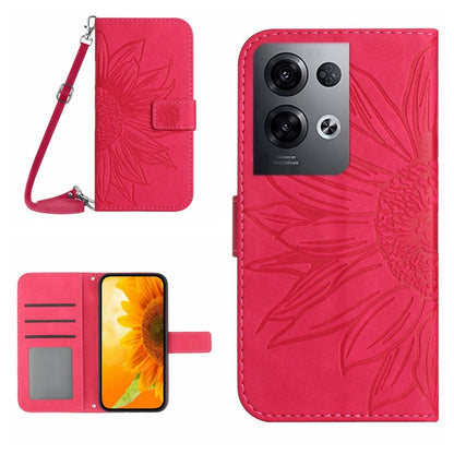 Skin Feel Sun Flower Pattern Flip Leather Phone Case with Lanyard, For OPPO Reno8 Pro Global