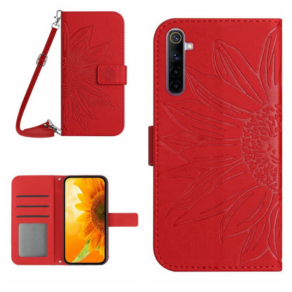 Skin Feel Sun Flower Pattern Flip Leather Phone Case with Lanyard, For Realme 6, For Realme 6 Pro