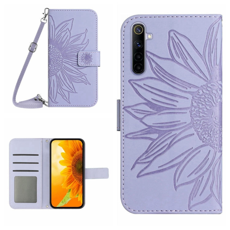 Skin Feel Sun Flower Pattern Flip Leather Phone Case with Lanyard, For Realme 6, For Realme 6 Pro