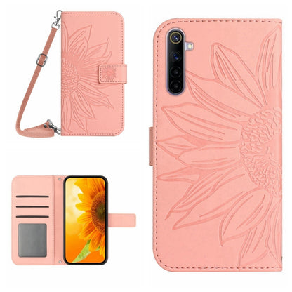 Skin Feel Sun Flower Pattern Flip Leather Phone Case with Lanyard, For Realme 6, For Realme 6 Pro